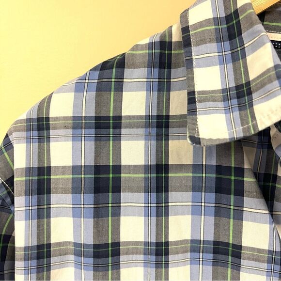 Banana Republic blue plaid button down size L - Picture 2 of 7